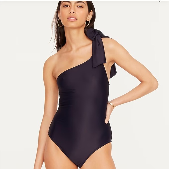 J Crew - One Shoulder Bow One Piece - NWT - Navy - Picture 1 of 3